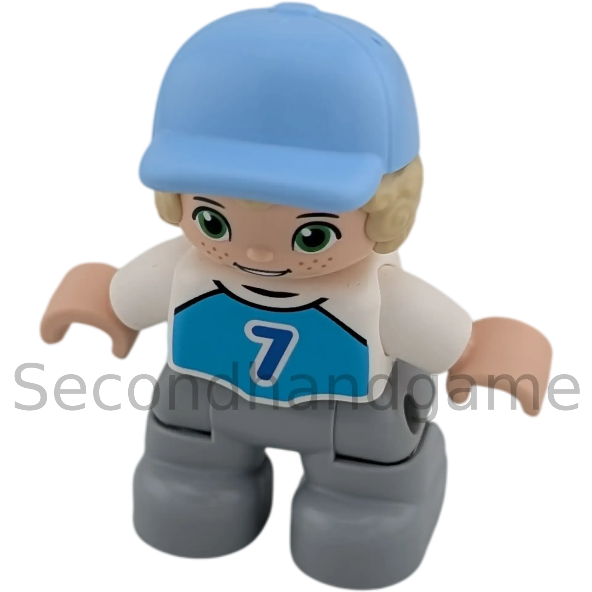Lego Duplo Junge 317H4 blonde Locken Sommersprossen T-Shirt mit Zahl Sieben