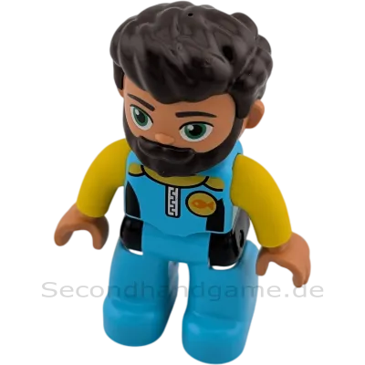 Lego Duplo Figur Mann 415H9 Taucher mit Azurfarbenen Taucheranzug und Bart