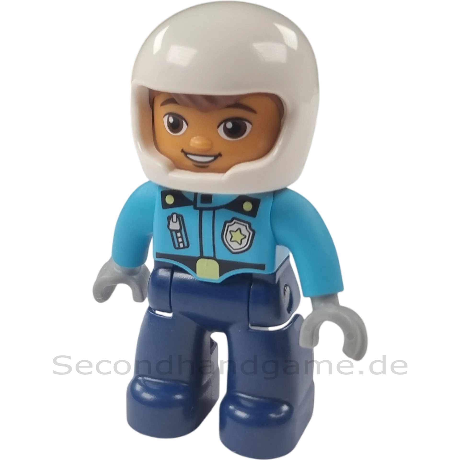 Lego Duplo Figur Mann Polizist Sheriff mit Helm Motorradfahrer