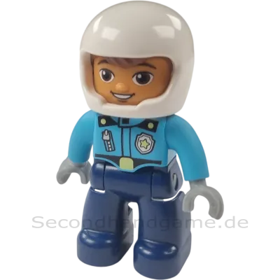 Lego Duplo Figur Mann Polizist Sheriff mit Helm Motorradfahrer