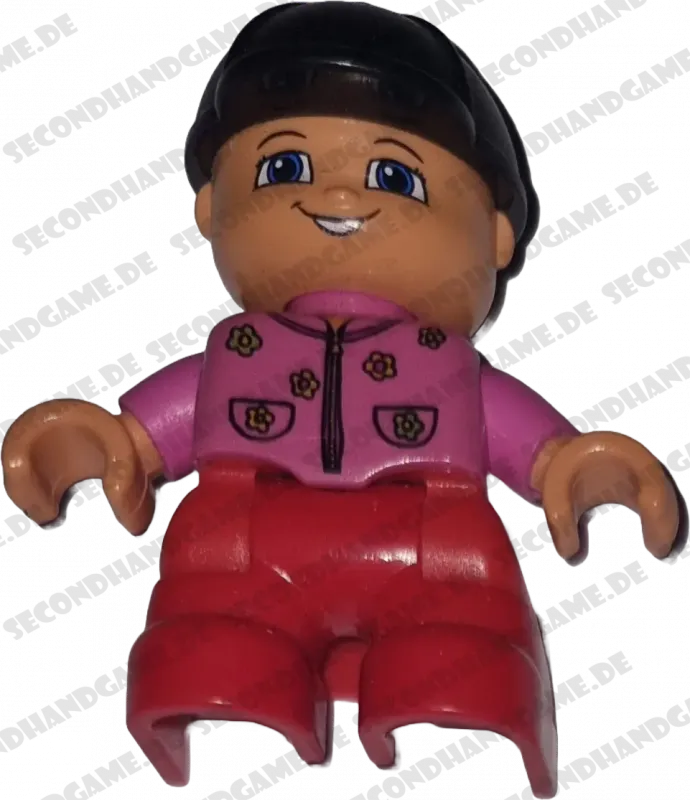 Lego Duplo Figur Mädchen 47394 Kind Blumenjacke Pink Reithelm