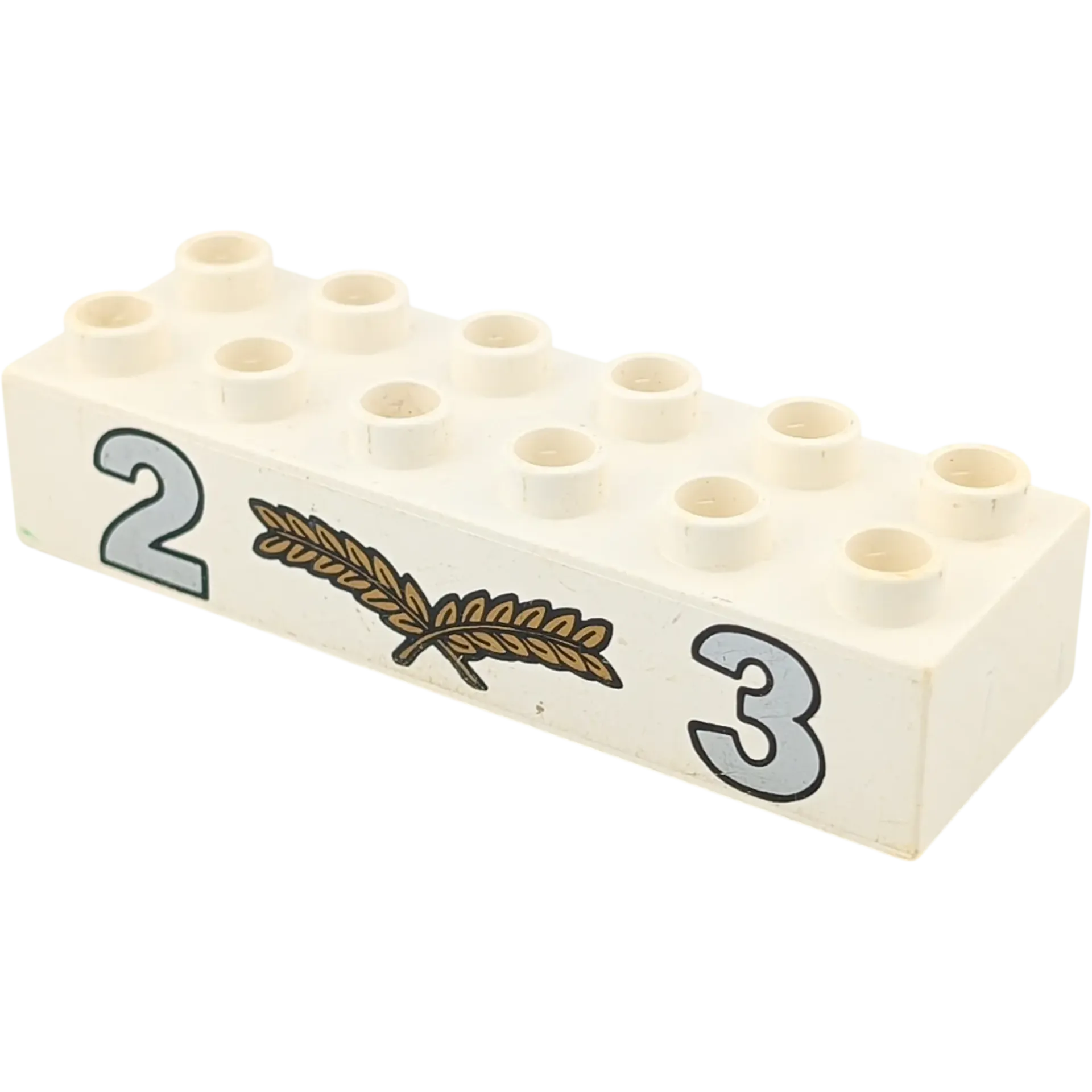 Lego Duplo 2300 Baustein 2x6 Weiß Zwei goldener Farn Drei