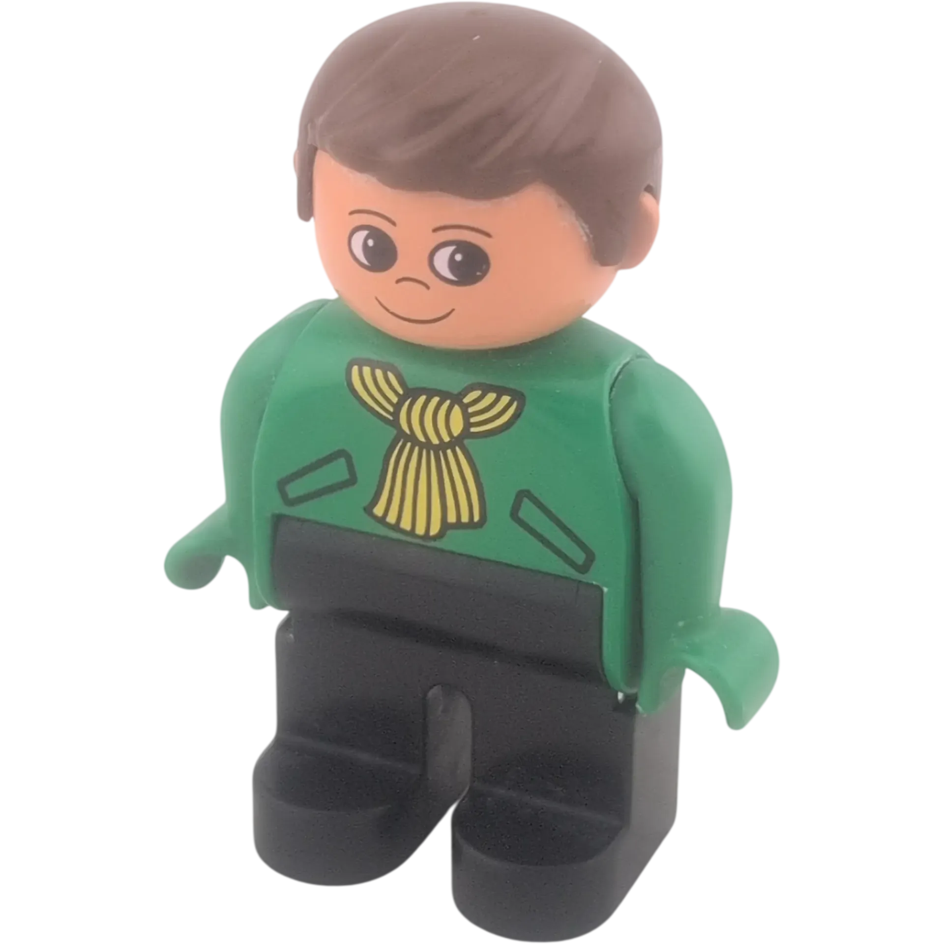 Lego Duplo Mann 4555 Grüne Jacke, schwarze Hose, gelber Schal, braune Haare