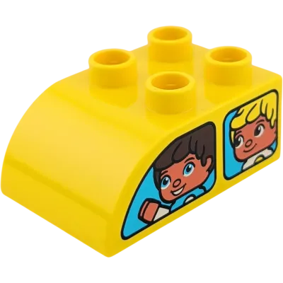Lego Duplo 2302 Rundstein 2x3 Gelb mit Junge und Mädchen