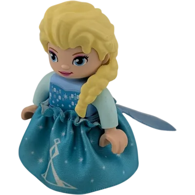 Lego Duplo Disney Eiskönigin Elsa mit Stoffrock hellblau und Schleppe