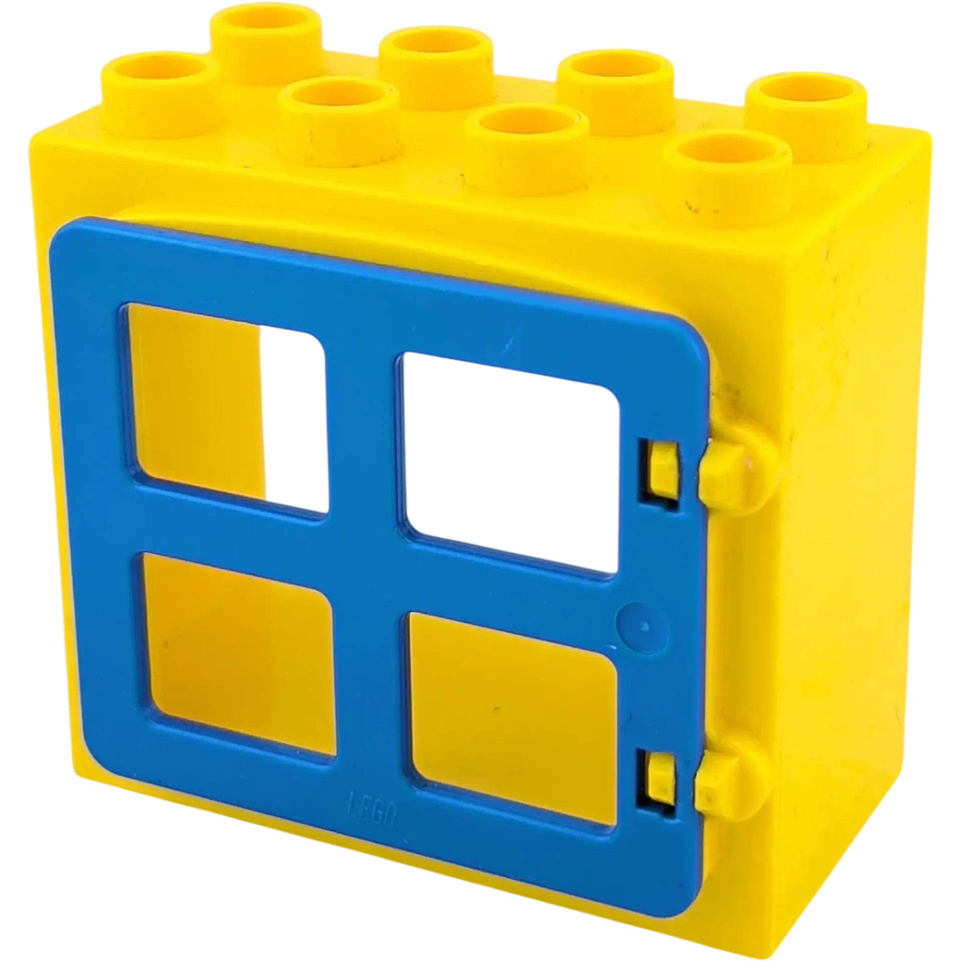 Lego Duplo 2x4 Fensterrahmen Gelb mit 4 dunkelblauen Fenstern
