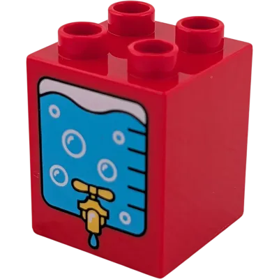 Lego Duplo 2x2x2 Doppelstein Rot mit Wasserspender