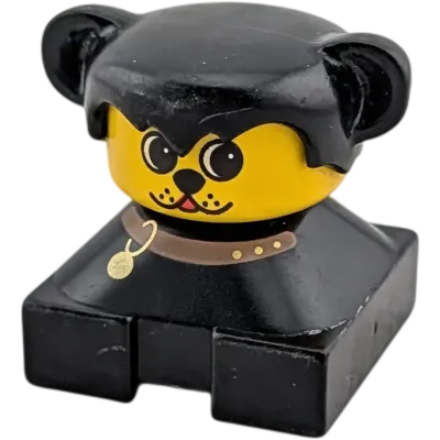 Lego Duplo 2327 ältere Figur Hund Schwarz mit Halsband und Hundemarke