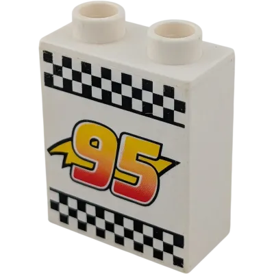 Lego Duplo 4066 Stein 1x2x2 Weiß mit Aufdruck Zahl 95