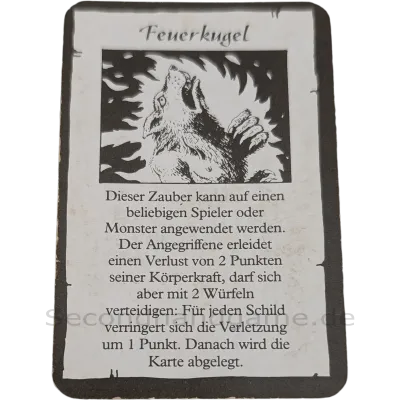 MB Hero Quest Master Ersatzteil Karte Feuerzauber Feuerkugel