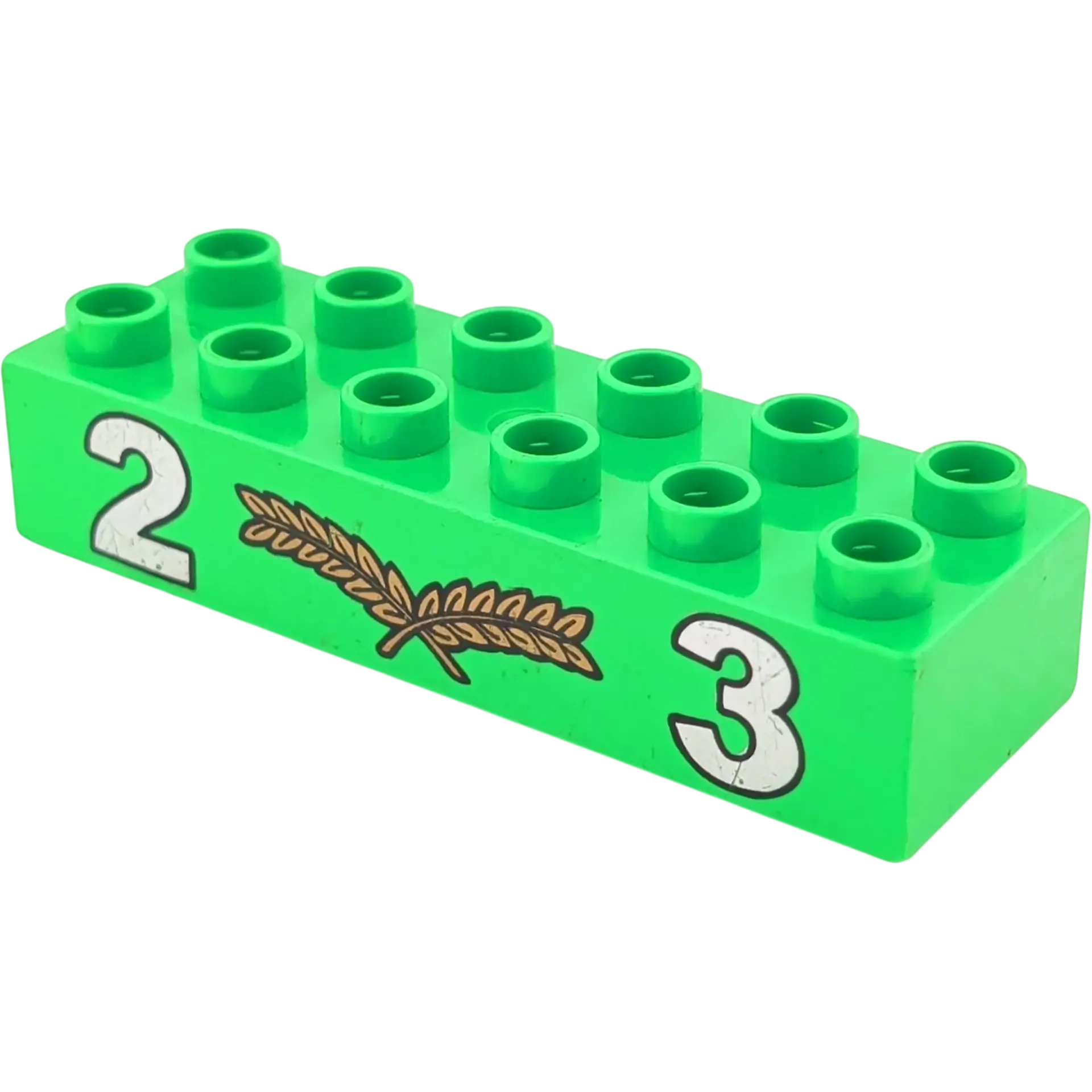 Lego Duplo 2300 Baustein 2x6 Mittelgrün Zwei goldener Farn Drei