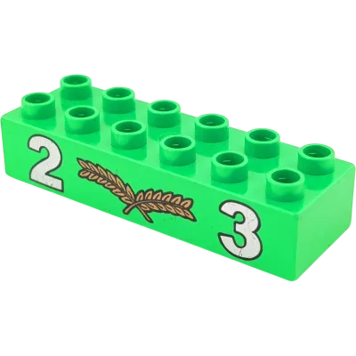 Lego Duplo 2300 Baustein 2x6 Mittelgrün Zwei goldener Farn Drei