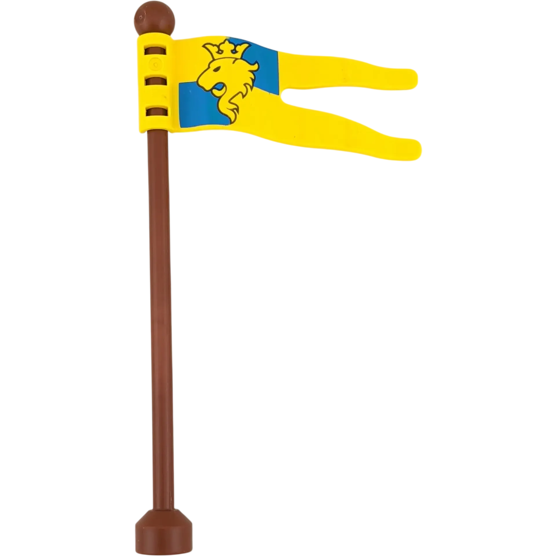 Lego Duplo 51708 Fahnenstange / Mast 1x9 – Rotbraun mit Flage Löwenkopf Gelb Blau