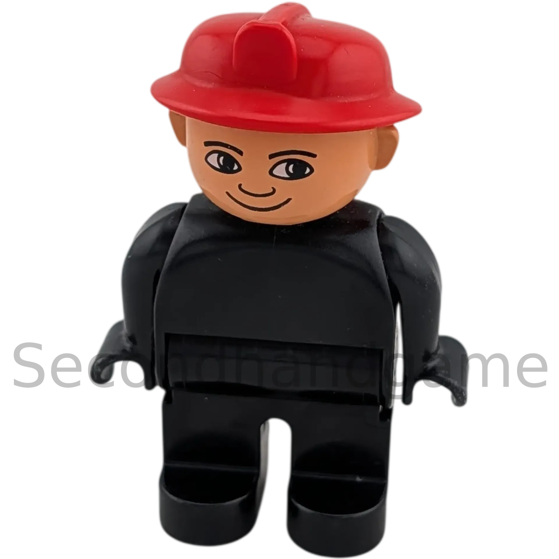 Lego Duplo Figur Mann 4555 Feuerwehrmann roter Helm schwarzer Anzug