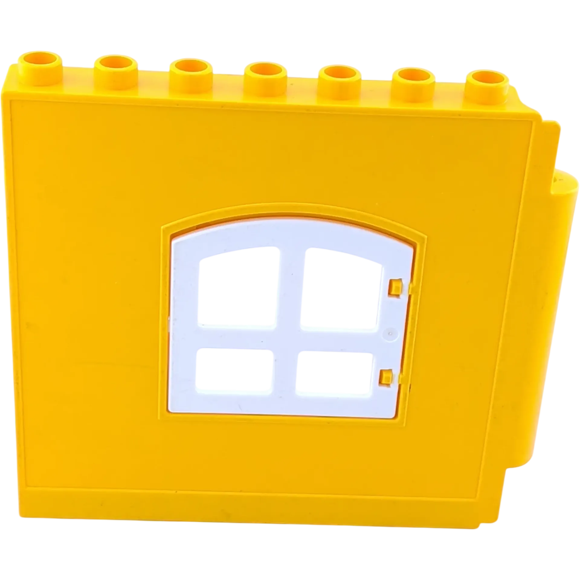 Lego Duplo Hauswand gelborange mit weißem runden Fenster