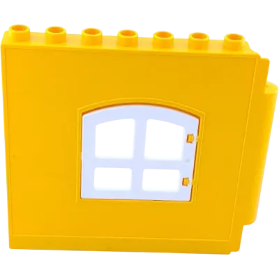 Lego Duplo Hauswand gelborange mit weißem runden Fenster