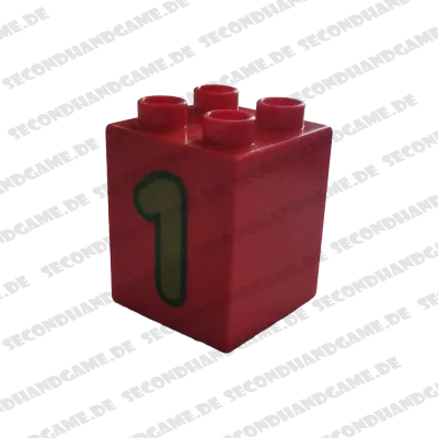 Lego Duplo 2x2x2 Stein Rot Zahl Eins Grün