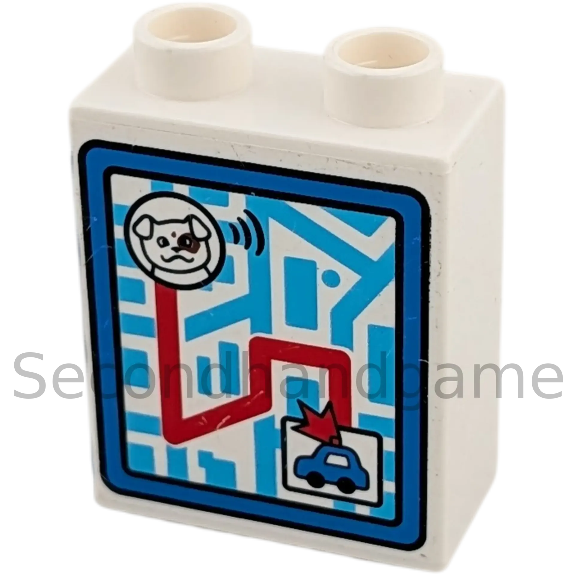 Lego Duplo 1x2 Stein Weiß mit Karte Wegbeschreibung Maps Hund