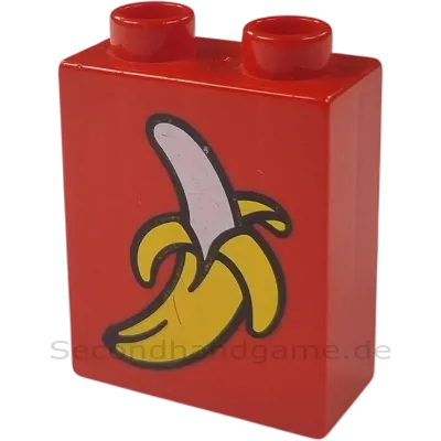 Lego Duplo 1x2 Stein Rot mit Bananen Obst 4066