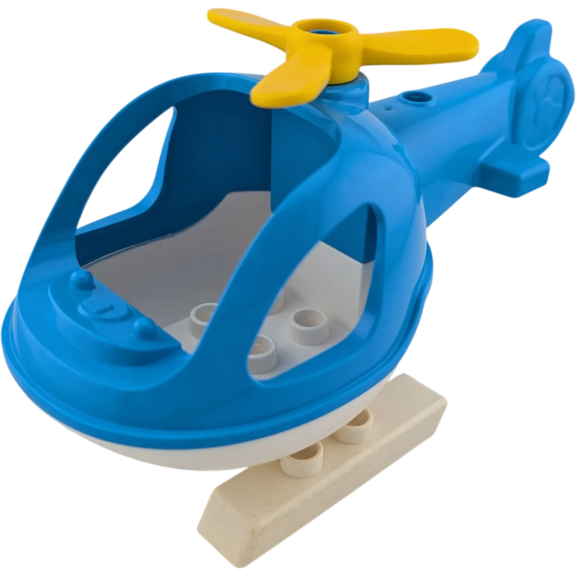 Lego Duplo Hubschrauber Blau Weiß Grau gelber Propeller