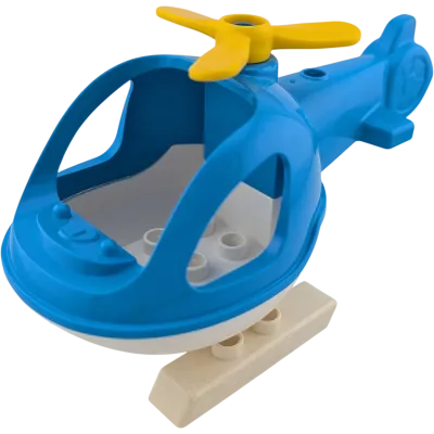 Lego Duplo Hubschrauber Blau Weiß Grau gelber Propeller