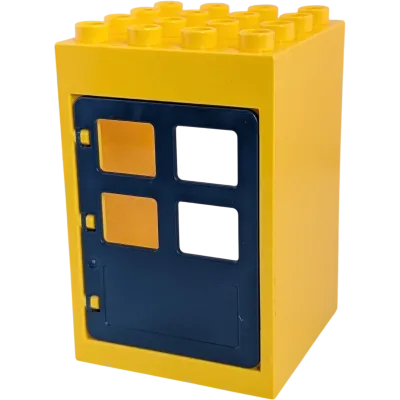 Lego Duplo 4x4 Hauswand Gelb mit dunkelblauer Tür