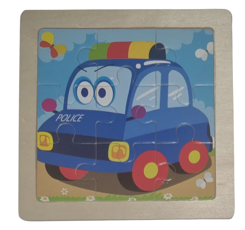 Holzpuzzle 9 Teile Auto Polizeiauto