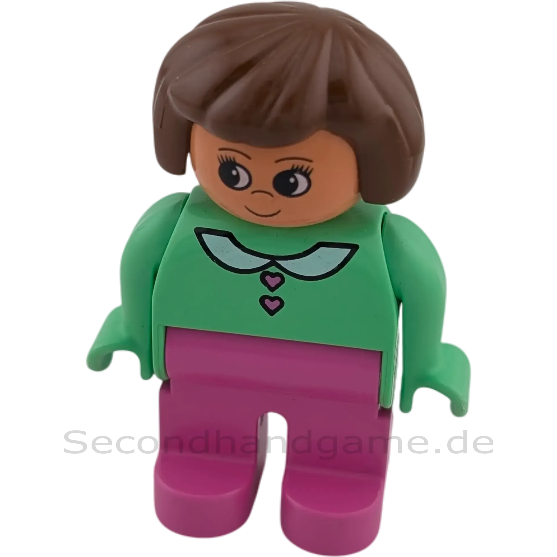 Lego Duplo 4555 Frau mit hellgrüner Bluse mit Kragen, pinker Hose, lange Wimpern