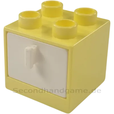 Lego Duplo 4890 Regal Schrank Hellgelb mit Schublade Weiß