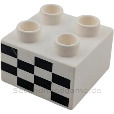 Lego Duplo 2x2 Schwarz Weiß Start Zielstein 3437