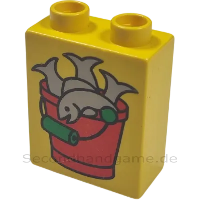 Lego Duplo 1x2 Gelb Stein Fische im Eimer 4066