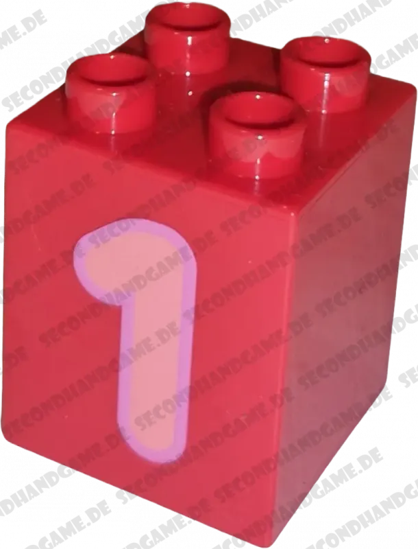 Lego Duplo 2x2x2 Stein Rot Zahl Eins Rosa