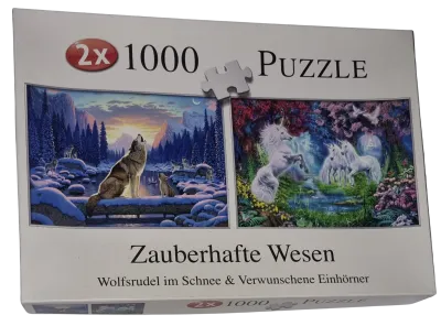Fx Schmid Puzzle 2x1000 Teile 11006377 Wolfsrudel Verwunschene Einhörner