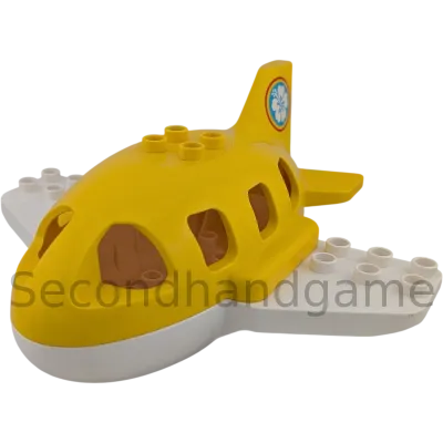 Lego Duplo Flugzeug Gelb Weiß mit hellblauer Blume 