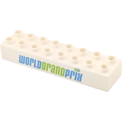 Lego Duplo 2x8 Baustein 4199 Weiß mit der Aufschrift World Grand Prix