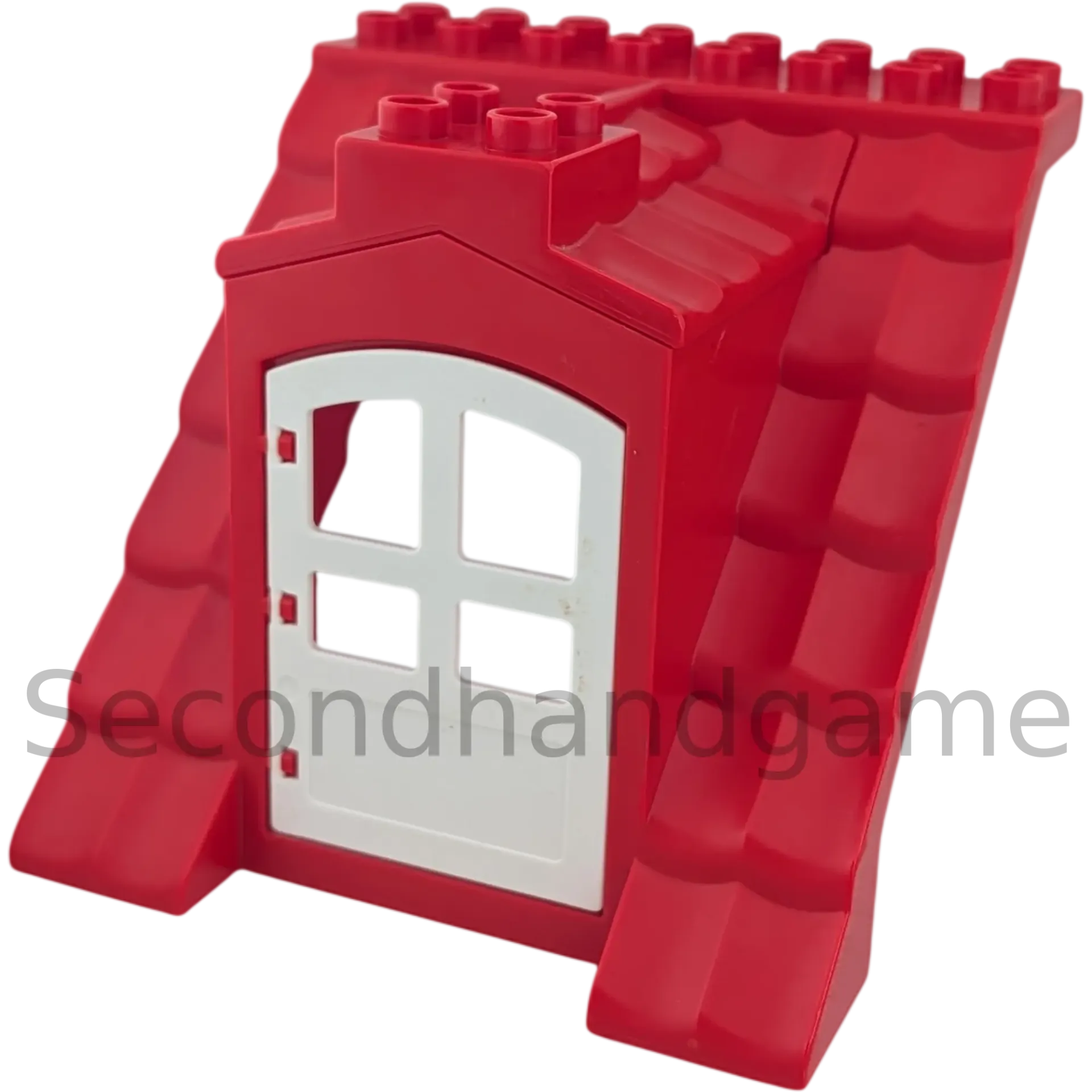 Lego Duplo Seitenteil Dachfenster 225J4 Rot mit Balkontür Weiß