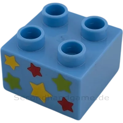 Lego Duplo 2x2 Stein Hellblau mit Sternen Weihnachten 3437