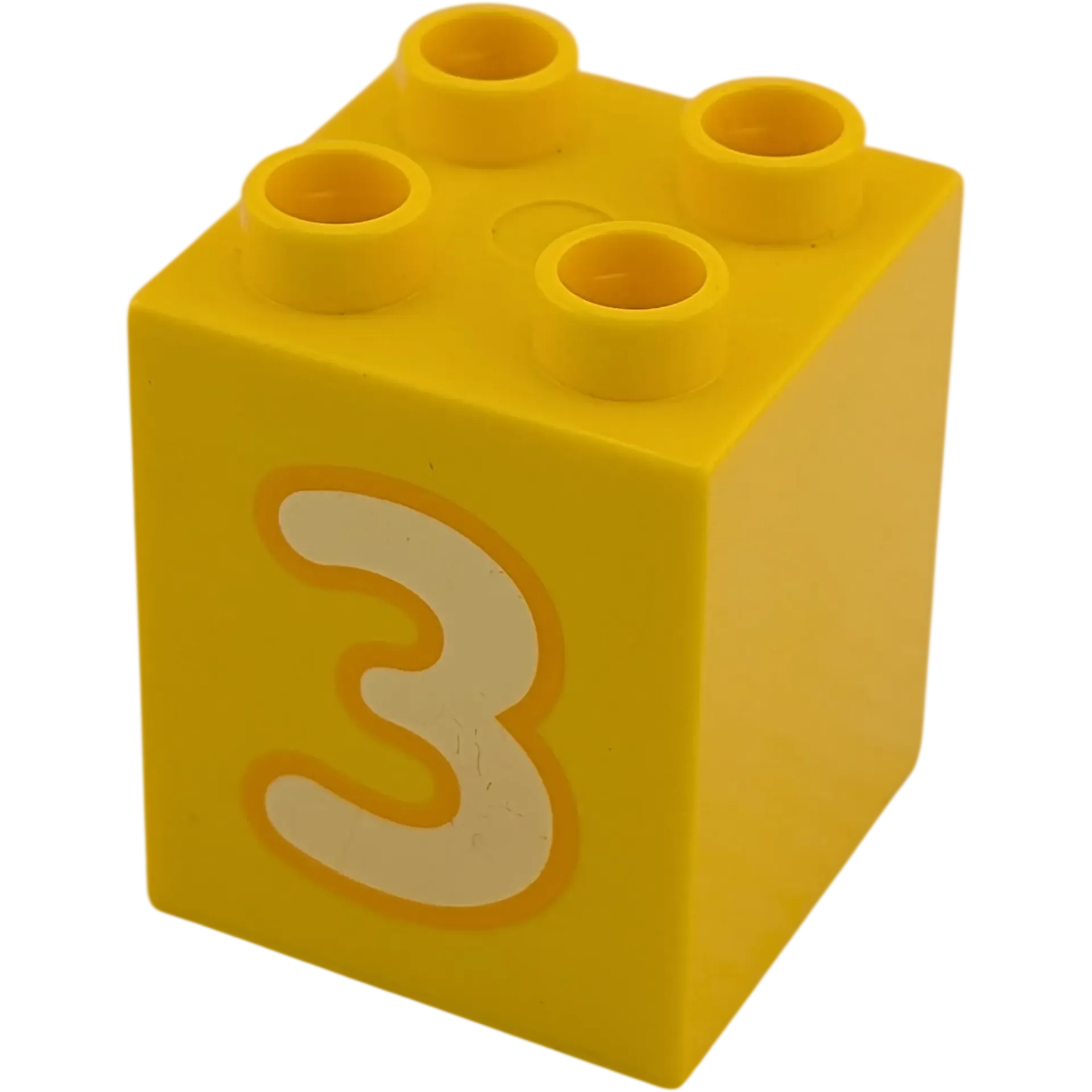 Lego Duplo 2x2x2 Stein Gelb Zahl Drei Weiß