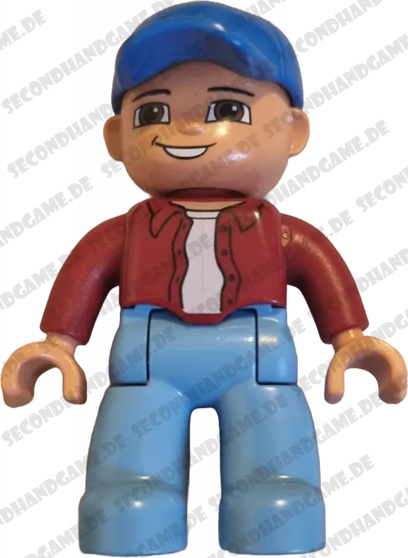 Lego Duplo Figur Mann 47394 Teenager mit dunkelrotem Hemd und Kappe