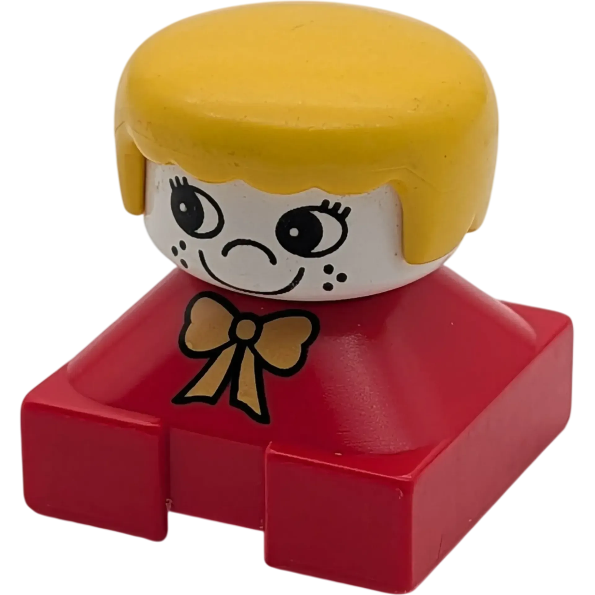 Lego Duplo 2327 Frau Blonde Haare Rote Bluse Mädchen mit Schleife Gelb