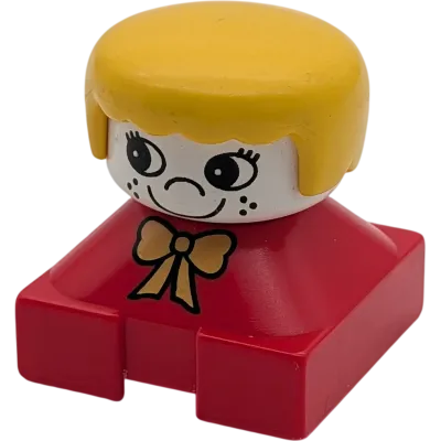 Lego Duplo 2327 Frau Blonde Haare Rote Bluse Mädchen mit Schleife Gelb