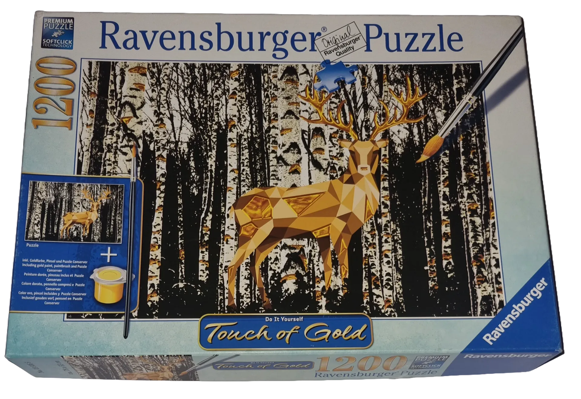 Ravensburger Premium Puzzle softclick 1200 Teile Touch of gold 199365 Hirsch im Birkenwald