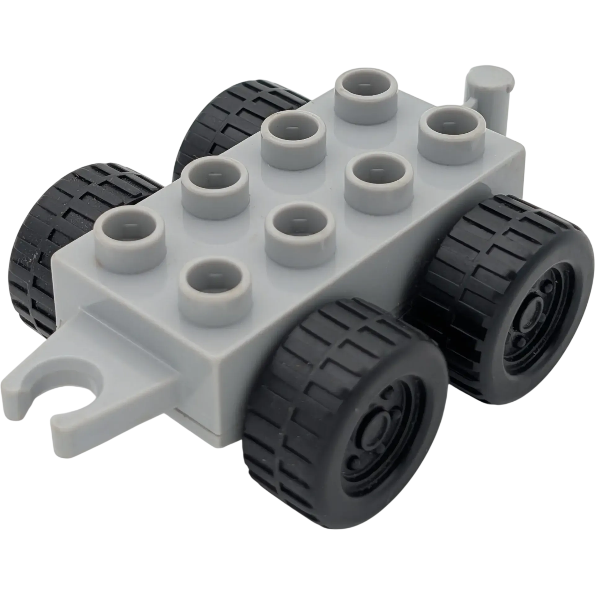 Lego Duplo 750J8 Fahrzeug Unterteil Hellgrau, schwarze Räder