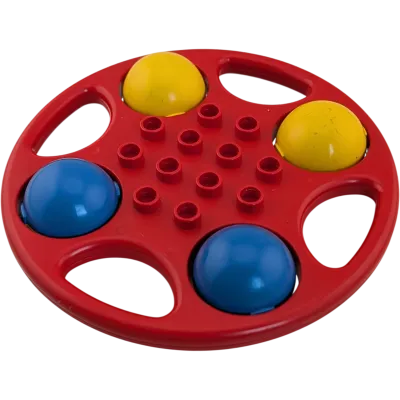Lego Duplo Primo Baby Rassel rund Rot mit 4 drehbaren Kugeln Blau Gelb