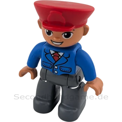 Lego Duplo Figur Mann Schaffner 47394 Bahnmitarbeiter Zugführer braune Augen