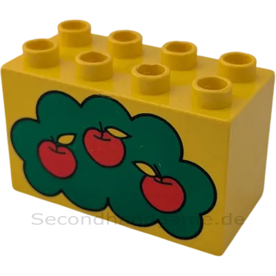 Lego Duplo 2x4x2 Doppelstein 31111 Gelb Bedruckt mit Apfelbaum