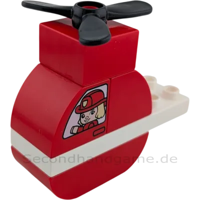 Lego Duplo Hubschrauber Rot mit Pilot und Pilotin