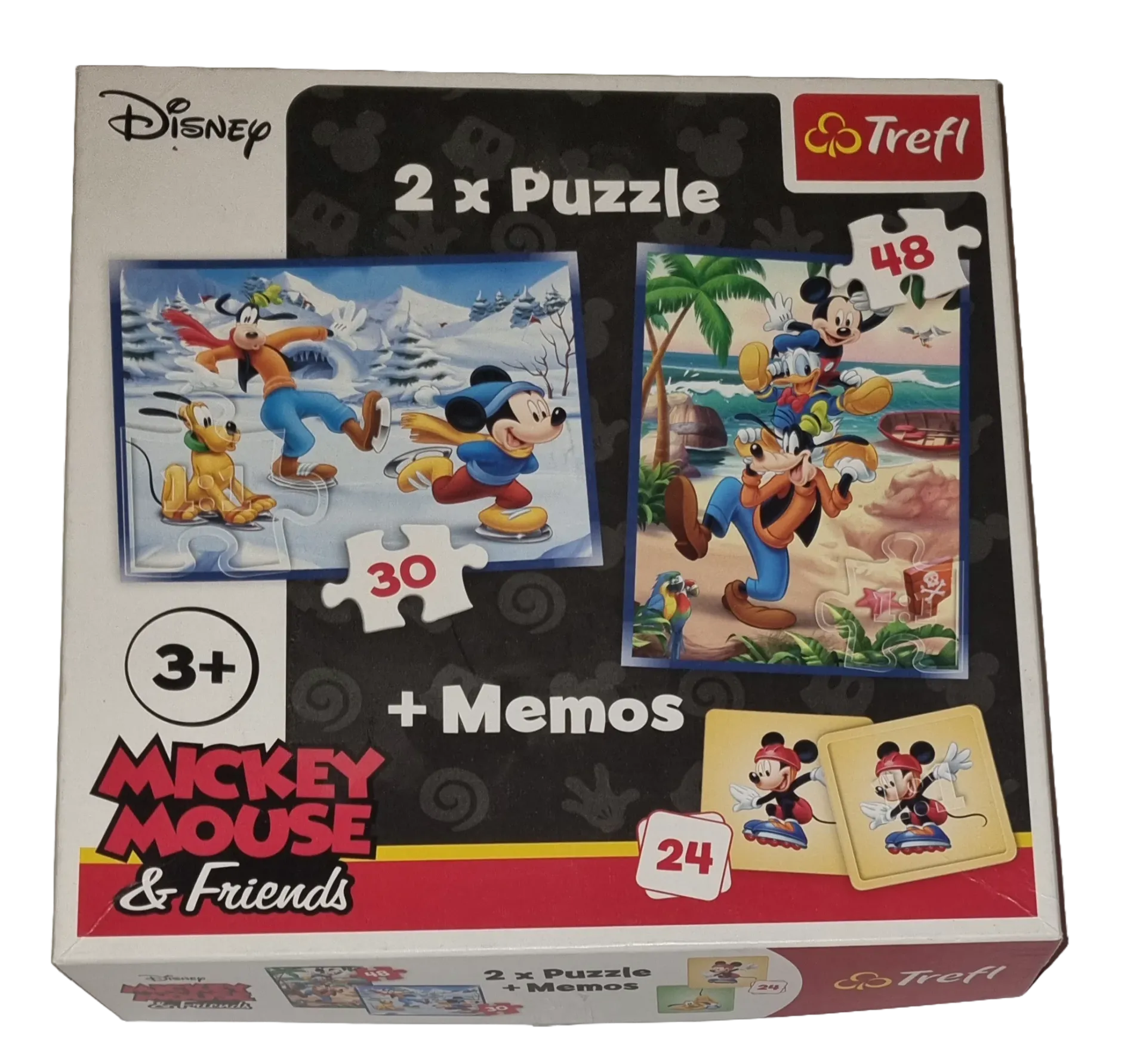 Trefl Disney Mickey Mouse 2x Puzzle 30 und 48 Teile + Memos