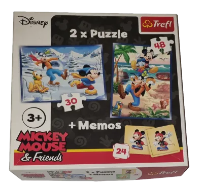 Trefl Disney Mickey Mouse 2x Puzzle 30 und 48 Teile + Memos