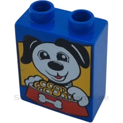 Lego Duplo 4066 Stein 1x2x2 Blau Hund mit Napf Hundefutter